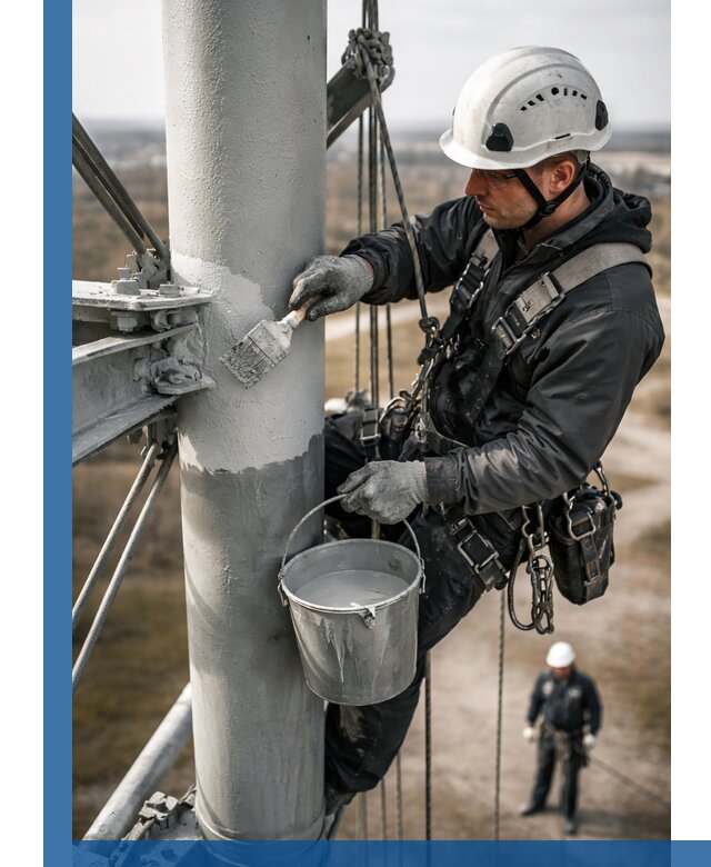 Покраска мачт связи в Электростали промышленными альпинистами