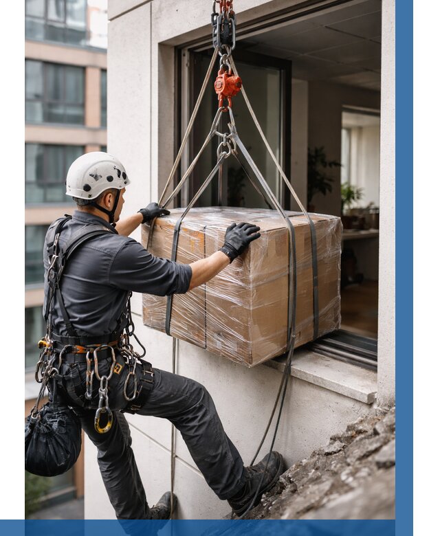 Подъем груза через окно в Электростали от 4559 р. | ВЫСОТНИК-Элк