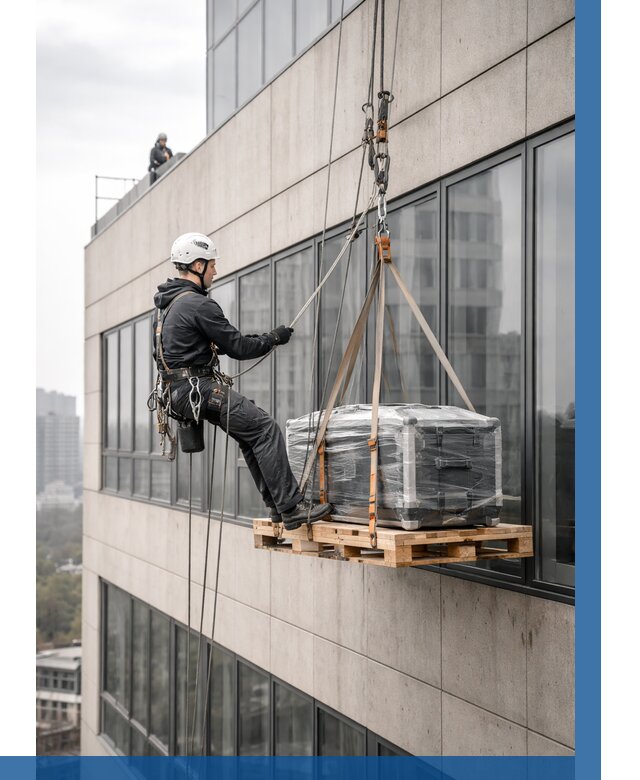 Спуск груза по фасаду в Электростали от 3546 р. | ВЫСОТНИК-Элк