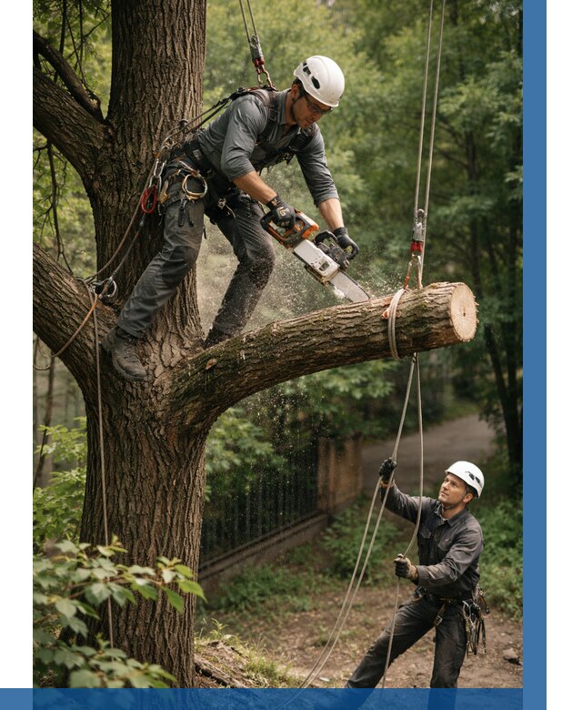 Спил деревьев альпинистами в Электростали от 8104 р. | ВЫСОТНИК-Элк