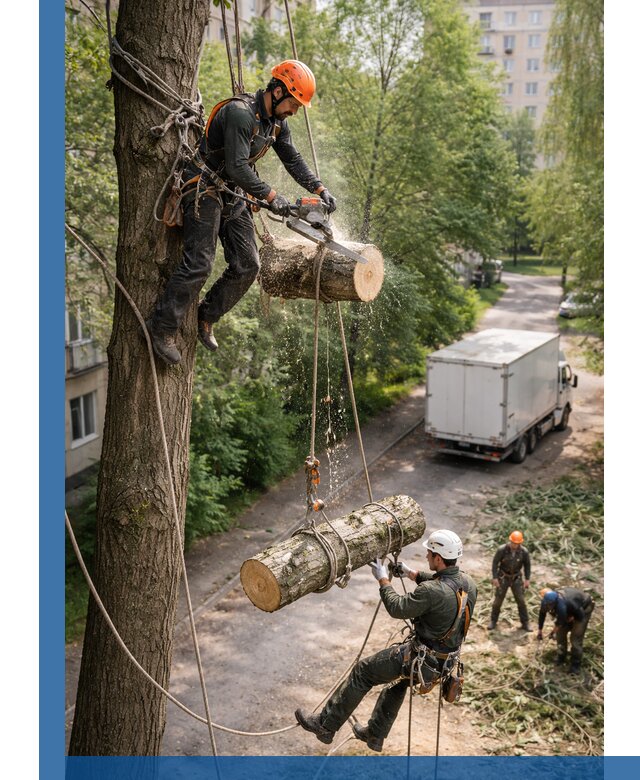 Спил деревьев альпинистами в Электростали, безопасно и без повреждений