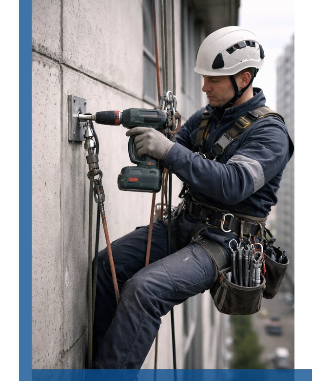 Установка анкерных точек для высотных работ в Электростали