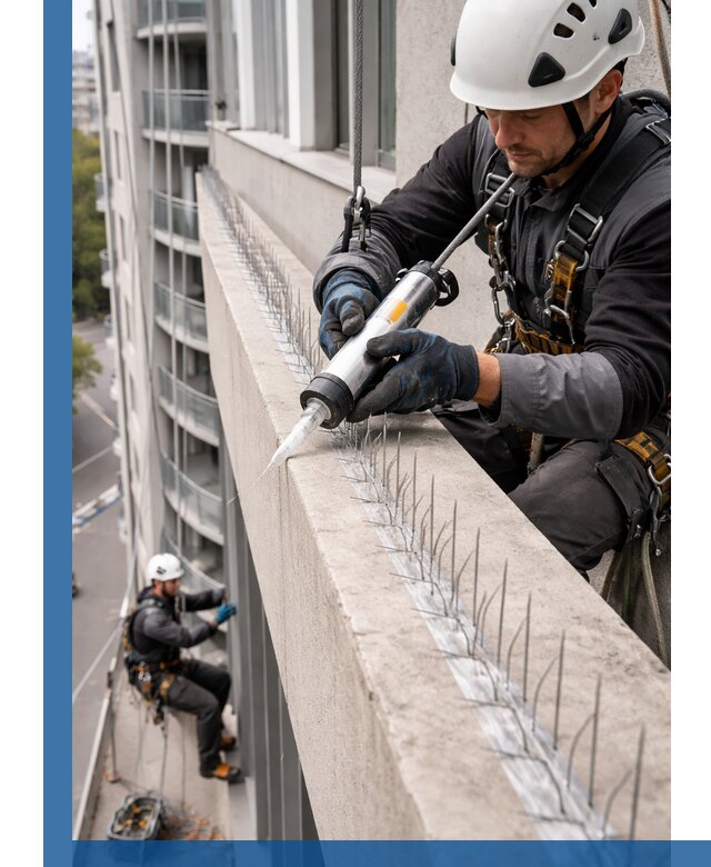 Установка шипов от птиц на фасадах и кровлях в Электростали